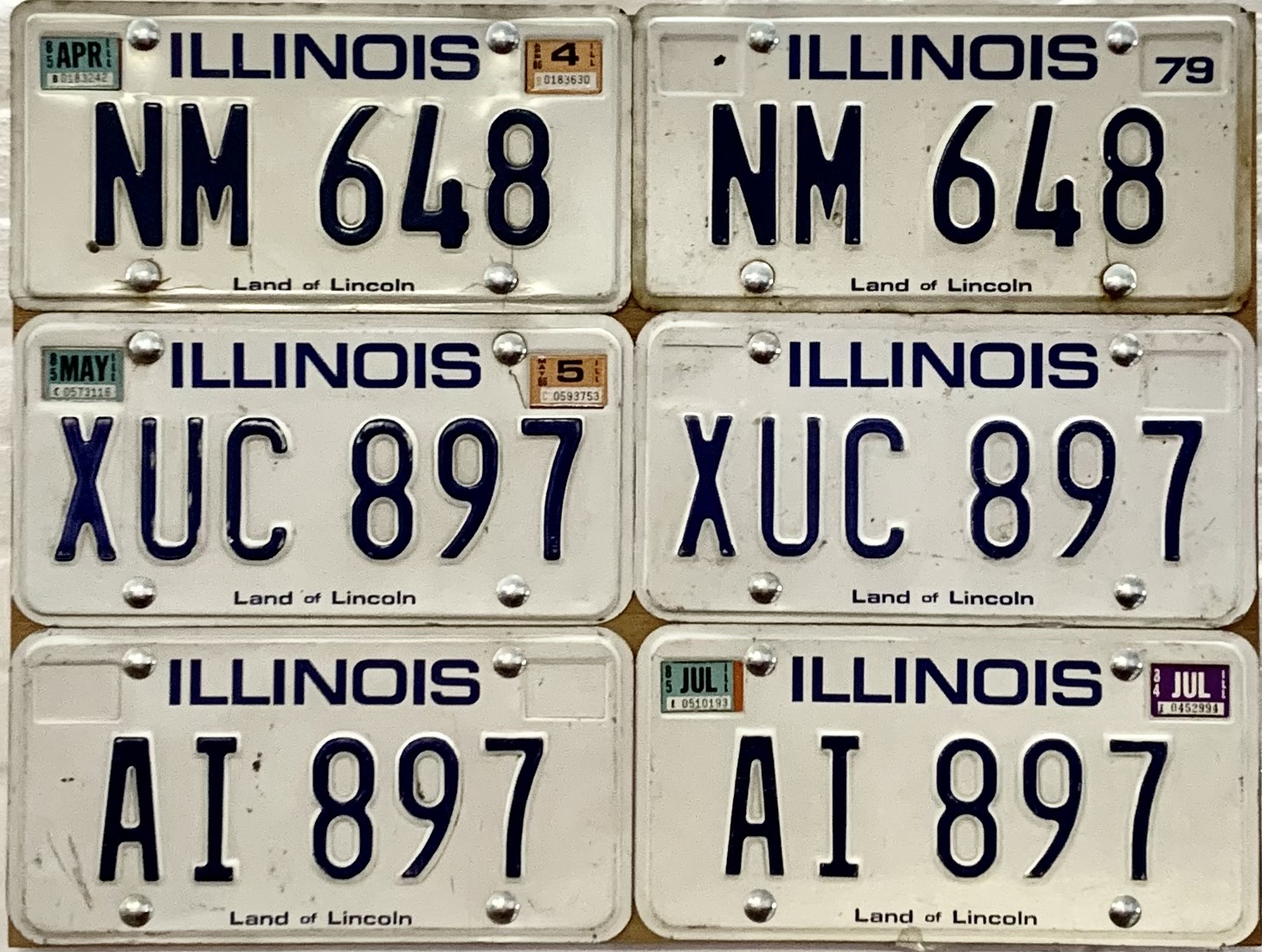 License plates on panel