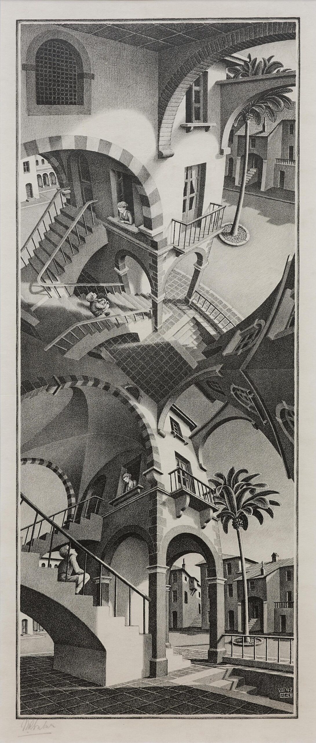 M.C. Escher, boven en onder litho