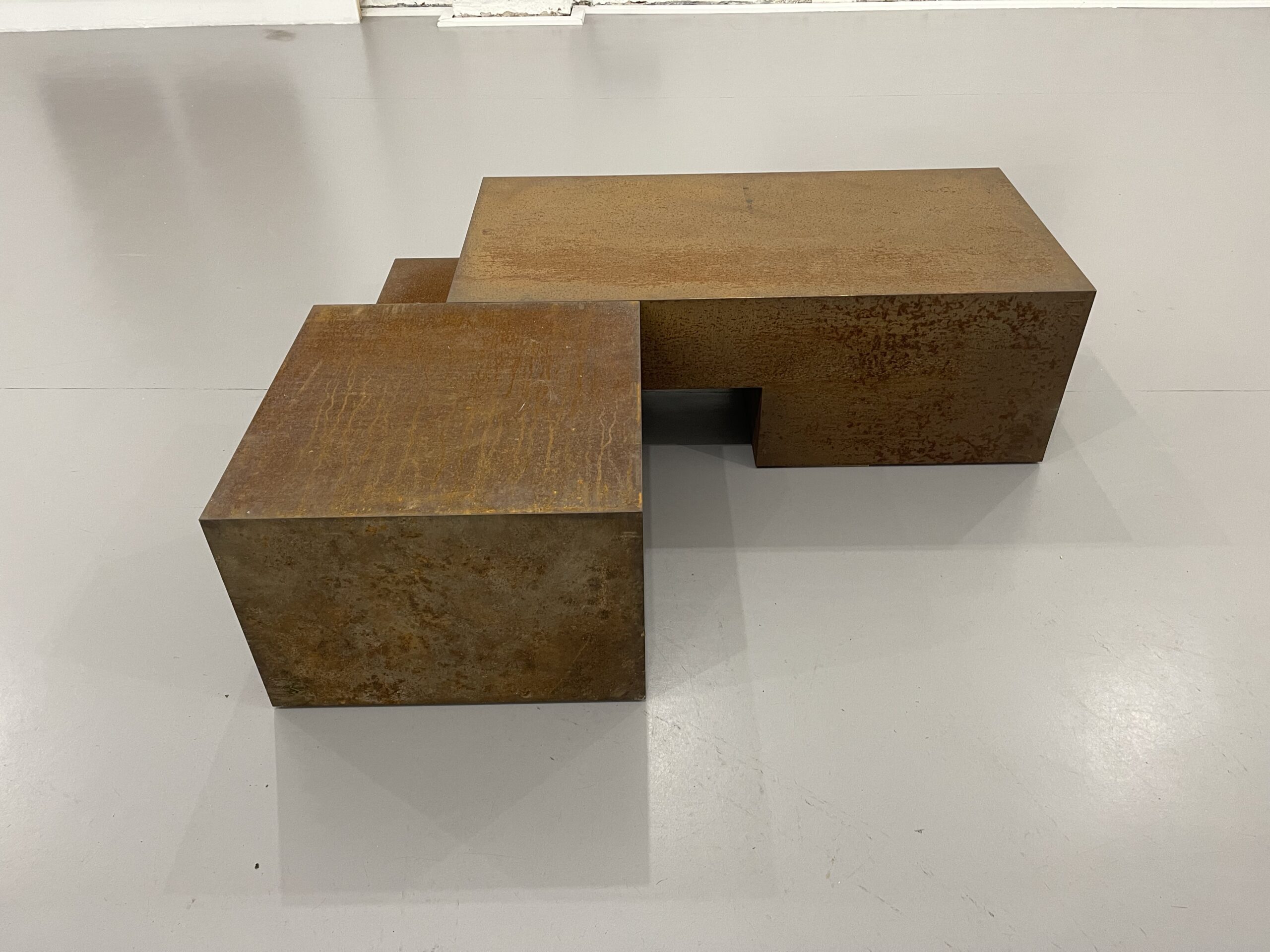 RIKI MIJLING Two Pieces, 2016 CorTen steel, two volumes 108 x 54 x 54 cm (RM0047)