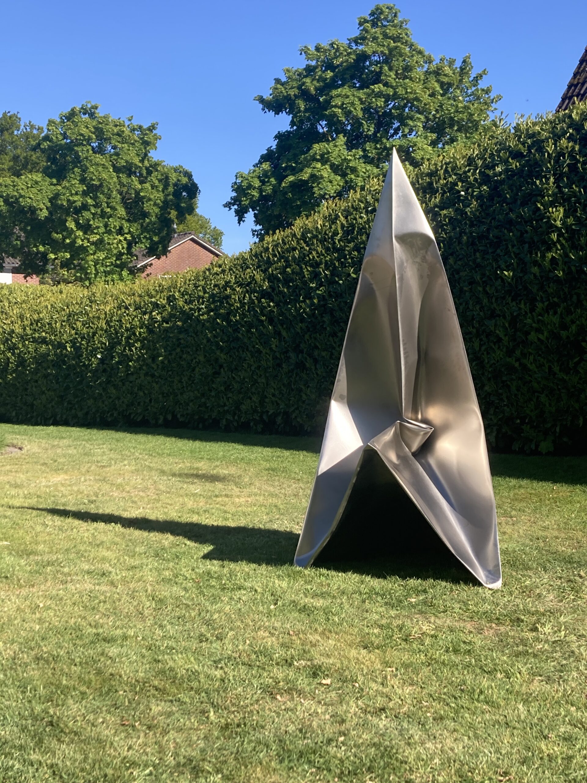 EWERDT HILGEMANN Imploded Pyramid signed and dated stainless steel 210 x 90 x 90 cm (EH0050)